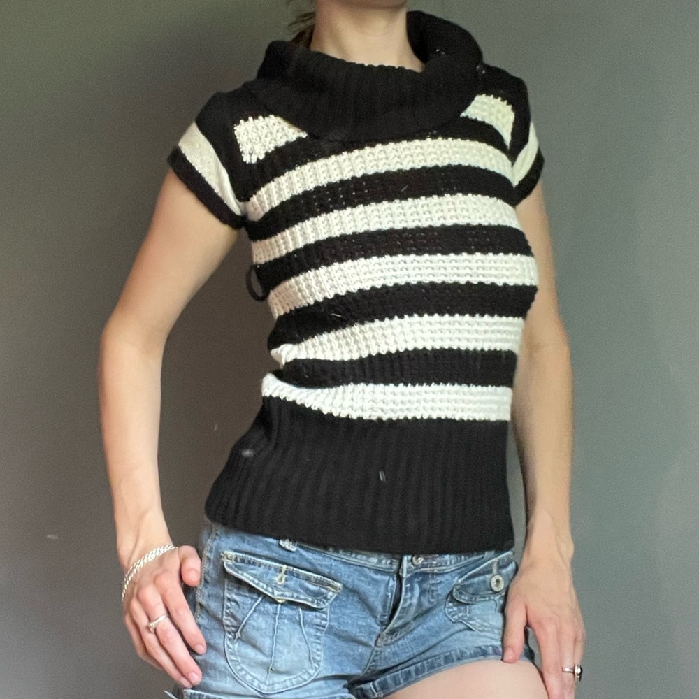 y2k striped sweater tee